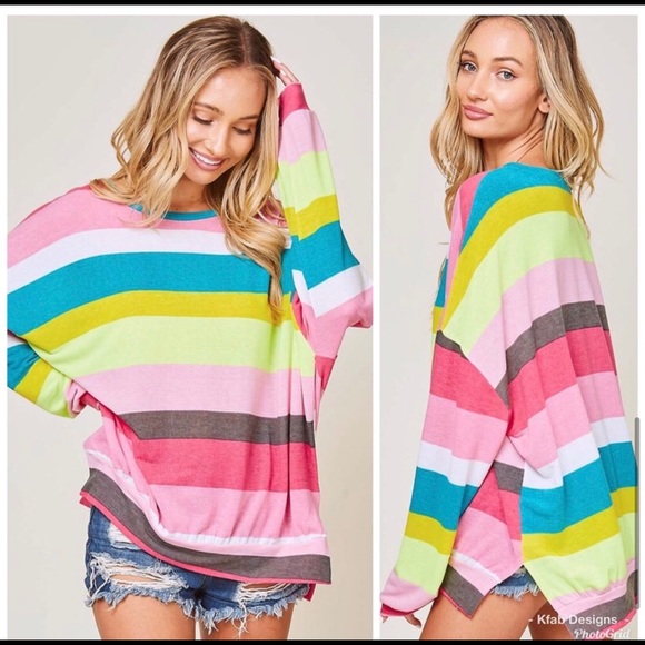 New! Soft knit multi stripe lightweight top - Picture 6 of 7